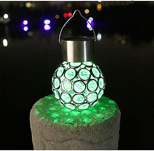 SJYDQ 2 PCS Соларна LED LED висечки лесен фенер водоотпорен шуплив топка за ламба за отворено градинарски двор во дворот