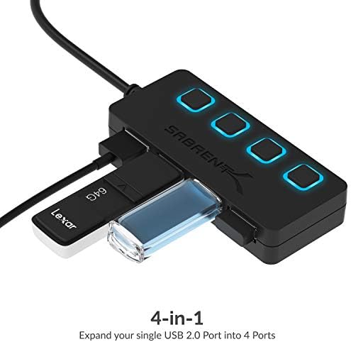 4 - ПОРТА USB 2.0 Центар За Податоци Со Индивидуални Led Запалени Прекинувачи За Напојување [Полнење НЕ Е Поддржано] За Mac &засилувач;