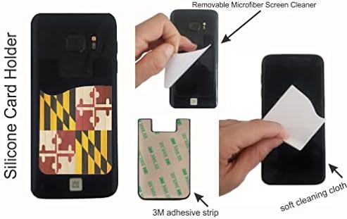 Мериленд знаме на дизајн на дизајн на дрво - Силиконски 3М лепила за лепила за лепила за лепила за пакети за паричник за iPhone/галаксиски андроид Телефонски случаи