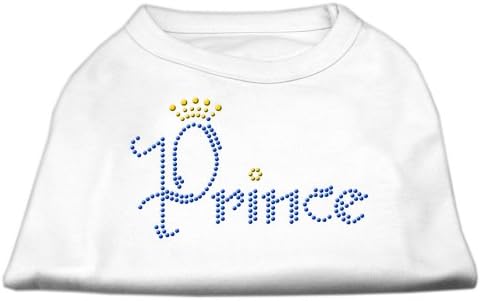 Производи за миленичиња од миленичиња принц rhinestone кошули бели xxl