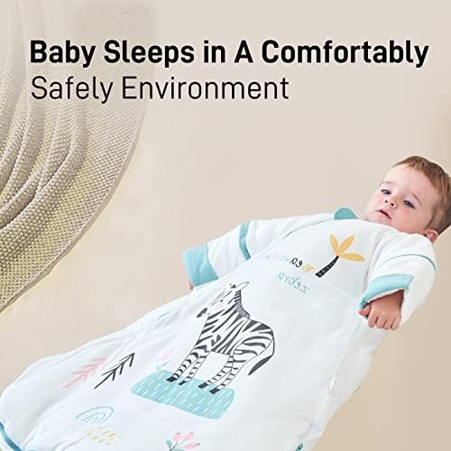 Zigjoy Бебе торба за спиење со нозе 0,5 тог носено бебе со долги ракави вреќа за спиење за новороденче памук одење за спиење пижами