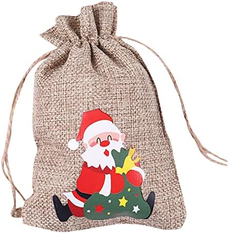 Божиќни торби за подароци, божиќни лекови со постелнина, бонбони за бонбони со бонбони, третираат подароци торбички торбички за подароци за свадбени
