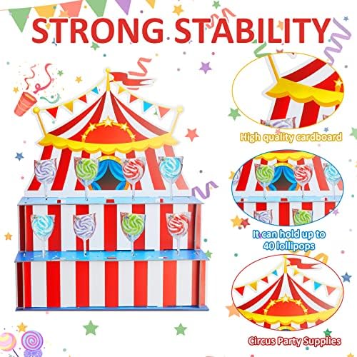 2 пакет циркус шатор во форма на лижавче 2 Ниво циркус линкоп бонбони штанд 48 пијавки десерт табела приказ Поставете карневалска