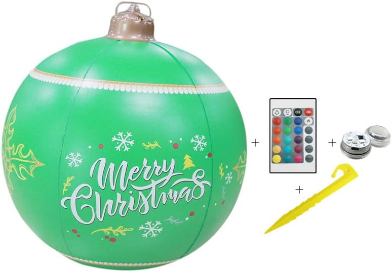 Божиќни божиќни топка божиќни украси двор големи 23,6 инчи ПВЦ надувување украсена топка со пумпа за дома Нова Година празнична топка