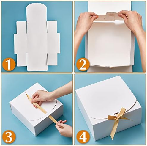 Кутии за подароци со пакувања ЕПАХ 24 со капаци за деверуша кутија 8 x 8 x 4 инчи, елегантни кутии за завиткување на подароци