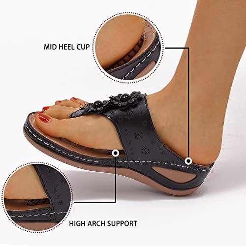 Officeенски сандали удобни флип -апостолки за жени со лак поддршка летни обични клинови сандали за жени