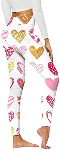 Хеланги на Денот на вineубените за жени со високи половини непрекинати heartубовни печатени јога панталони тренингот хеланки за контрола на стомакот