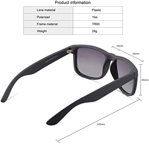 Кајерер Поларизираше Класичен Квадратен Стил Лесни Очила ЗА Сонце TR90 Рамка Пластични Леќи За Мажи Жени Ув400 Заштита