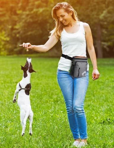 Обука за кучиња Gobeigo Третирајте торбичка, држач за торбички за домашни миленици со патент поделен врв, вграден диспензер за торбички