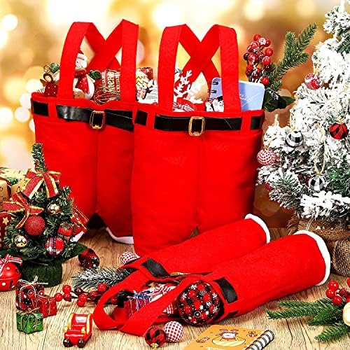 Homecube 10 парчиња голема големина Божиќна бонбони торбички за вино Дедо панталони подароци и лекување торби со рачки преносни