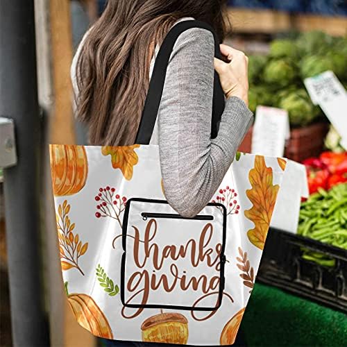 Шарена акварела Денот на благодарноста што може да се преклопи на рамото торба за еднократно намирници торба за тешка школа торба