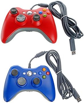 Жичен Контролер На Игри Џојпад Џојстик За Xbox 360 КОМПЈУТЕР Црвено Сино-Сино