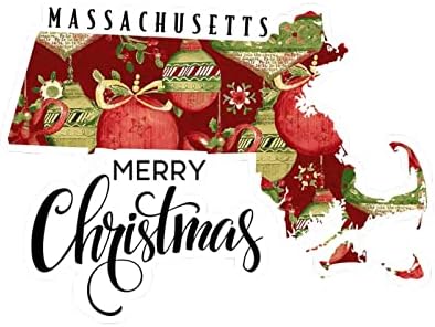 Масачусетс домашна налепници за Божиќни налепници Мери Божиќ Масачусетс мапа за автомобили Декл Божиќ декорација прозорец декорација винил