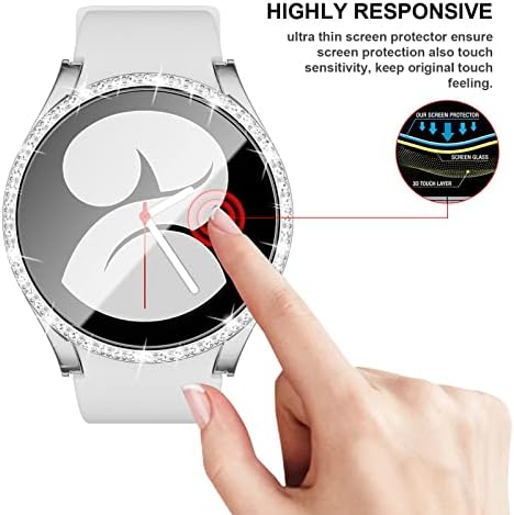 5 + 5 пакувања за пакување за Samsung Galaxy Watch 5 40mm, JZK тврд компјутер кристален дијамантски рамка заштитна кутија + филмот за