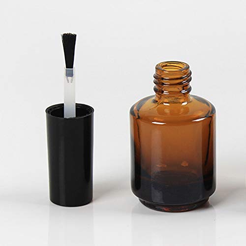 6pcs 15ml празни шишиња со лак за нокти со цилиндрични стаклени шишиња со шишиња со вијали со капаче за четка за примерок од уметност за
