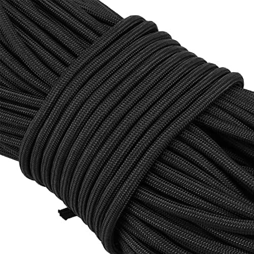 FUNSUEI 1/4 инчен најлон јаже, 196ft црно цврсто најлонско јаже, 9-влакно силни алатка за вртење на врски со јажиња најлон поли