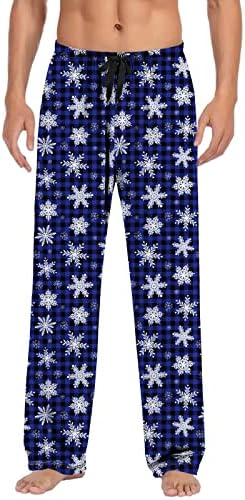 Божиќни панталони пижами истегнуваат половината на снегулката графичка пижама дното на удобните обични панталони панталони за пижама