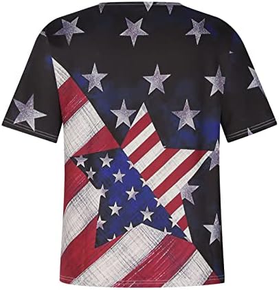 Плус големина лето американско знаме врвови за жени класичен v врат -маици кратки ракави симпатични патриотски врвови блуза