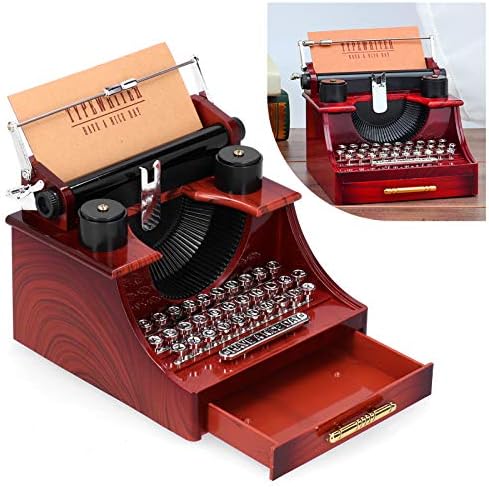 Музичка кутија во стил на машина за пишување стара машина со фиока, ретро музичка кутија, механичка музичка кутија, погодна