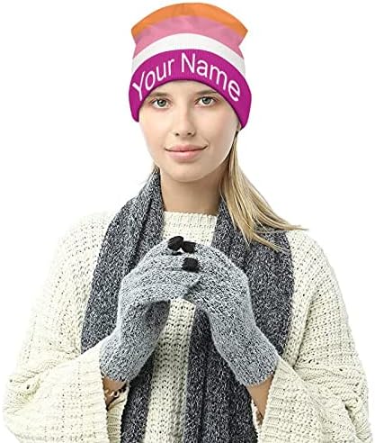 Прилагодено име асексуално плетено плетено манжетни капи за мажи жени кои се плетени со черепот на кожата, плетено капаче зимско