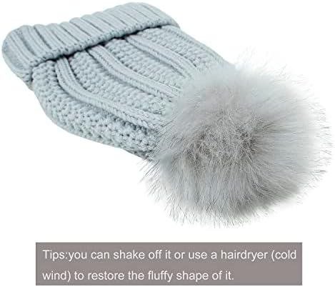 Микоп зимска плетена капаче мека топла сатенска обложена скијачка капа со пом пом за девојчиња и жени