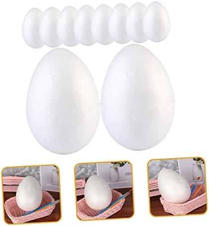 Favomoto 10 парчиња пена јајце јајце презентирани украси бела украс рака декоративни јајца diy пени јајца имитација јајца рачен глина бела пена