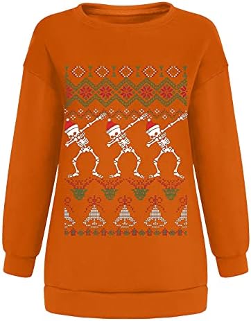 Божиќни туники или врвови за носење со хеланки облечени обични блузи лабави фитинг маички 2022 есенски зимски кошули