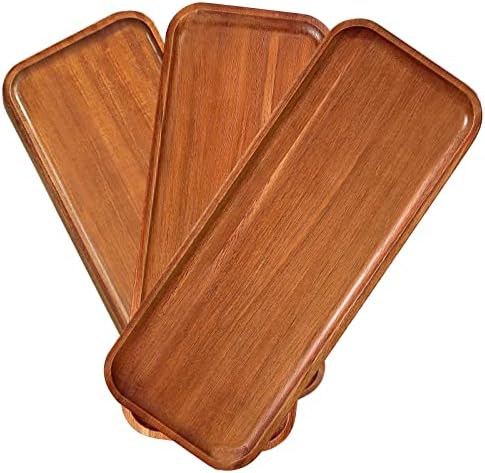 Тврда за сервисирање на цврста багрема - 3 пакет, 14 x 5,5 правоаголна дрвена чинија за сервирање, дрвени табли за храна, мини табла за сирење