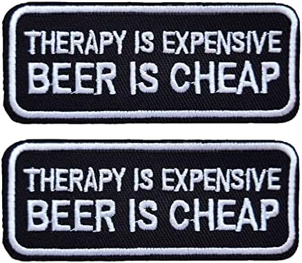 Терапијата е скапо пиво е ефтино железо на шиење на лепенка, амблем извезена значка за фармерки, јакна, торби