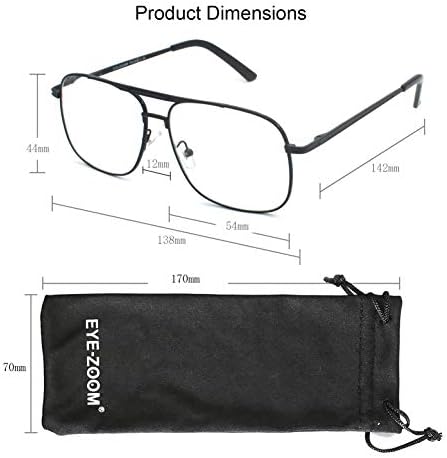Око зум 2 пакет метална рамка плоштад авијатитор стил гек очила за читање со удар за мажи