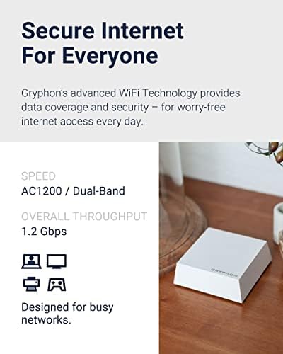 Рутер за контрола на родител на Gryphon Guardian и Mesh WiFi систем до 5.400 Sq ft Coverage WiFi Router Malware Secure Router Home Protection