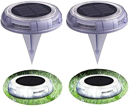Vytogey 2pack соларна градина отворено земја водоотпорен диск LED двор светла тротоарот диск светло во земја пејзаж осветлување за тревник за