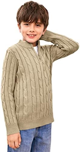 Џемпер за девојчиња за девојчиња за деца на haаови, извиткан плетен кабел 1/4 поштенски џемпери облека бебе зимски долг ракав топла мека