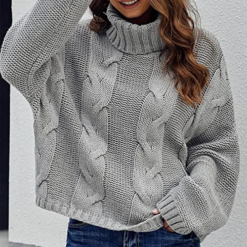 Џемпер од фрагарн за жени секси, женски обичен долг ракав за ракав, плетен пуловер џемпер врвови џемпер