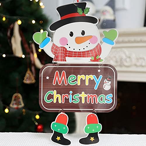 Пилипан Божиќ Снежен човек на вратата на вратата на вратата Мери Божиќ висина, украси за Божиќни врата, шема на снежни луѓе што висат