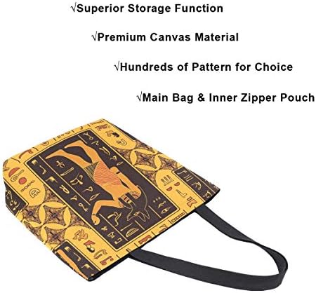Алаза египетски богови и антички хиероглифи платно торбичка торба со врвни рачки чанти големи количини чанти за еднократна употреба памучни