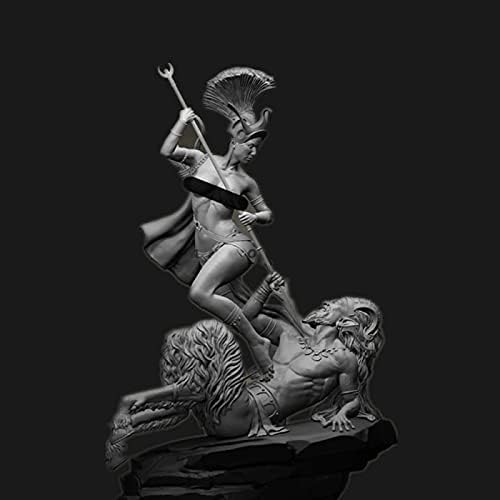 СПИНДГ 1/24 75мм Античка фантазија женски воин воини и чудовиште смола модели на модели на модели Неизредени и неизменети минијатурни