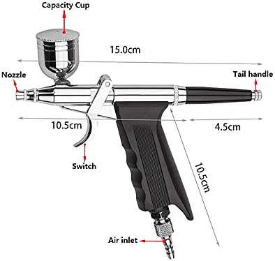 Комплет за активирање на пиштол за воздушна четка Uouteo: Двоен пиштол за спреј за воздушна четка со игли од 0,5 мм+0,2 мм, 0,3 мм, 0,5 мм