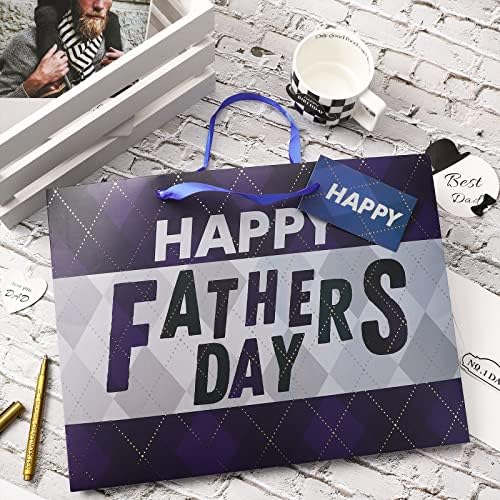 Loveinside торба за подароци за таткото на таткото со хартија за ткиво, ознака и честитка за тато, роденден и повеќе - 16x6x12inch, 1 парчиња