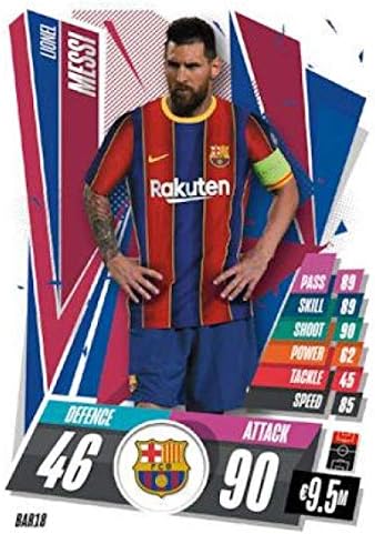2020-21 Натпревар на Топс Атакс УЕФА Лига на шампиони UCL CCG BAR18 LIONEL MESI FC Barcelona Официјална игра за колекционерски