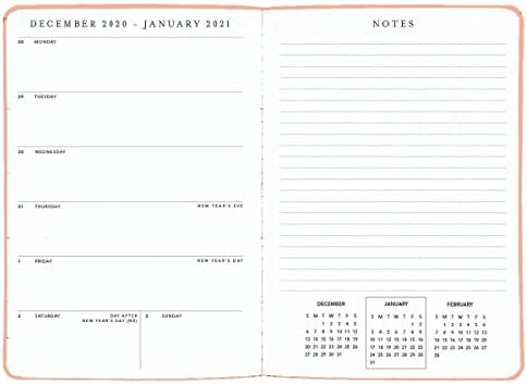 Graphique 2021 Среден вегански планер за кожа-5,5 ”x 8”, 18-месечен календар, насловната страница „Carpe Diem“-Вклучува неделни и месечни мрежи
