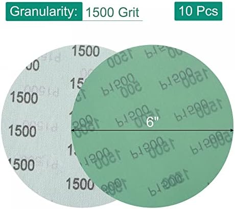 uxcell 10 парчиња зелени филмови песочни песоци 120 решетки од 6 инчи кука и јамка поткрепени случајни орбитални дискови за