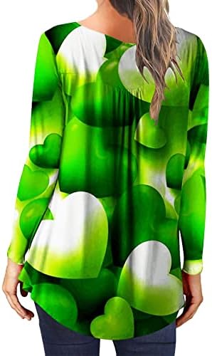 Ирски кошули за жени со долги ракави Шамрок кошули обични врвови на туники пролетни блузи да ги носат со хеланки