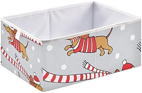 Романтични божиќни цртани кучиња кучиња за складирање корпа за складирање правоаголни склопувачки расадници корпи за расадници за чување наназад