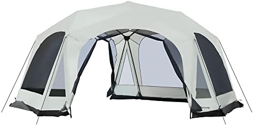 OutsUnny 20 лице кампување шатор, шатор на отворено со врати, просторија за екран, фамилија купола шатор за пешачење, ранец, патување,
