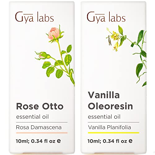 Рози есенцијални масла за употреба на кожата и есенцијално масло од ванила за сет на кожата - чисто терапевтско одделение за есенцијални