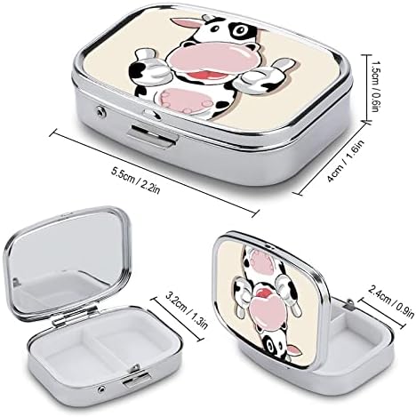 Пилула кутија животинска крава крава квадратна таблета таблета за таблети преносни таблети со витамин контејнер, држач за апчиња со 3 оддели