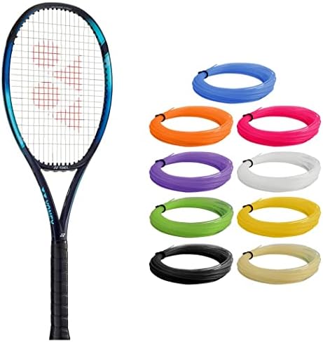Yonex Ezone 100sl Sky Blue Tennis Racquet - напнато со синтетички рекет на цревата на цревата по ваш избор на бои - шема 16x18 стринг за поголема контрола на спин