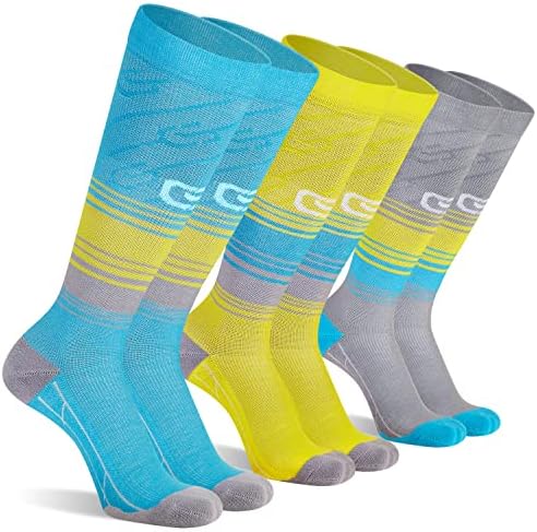 CS Celersport 3 парови Чорапи за компресија 20-30 mmhg за мажи и жени кои работат чорапи за поддршка