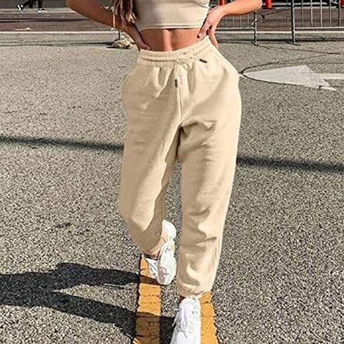 Гумички жени со џемпери со џебови лабаво вклопени руно преголеми потни панталони за вежбање јога затегнати панталони активни облеки